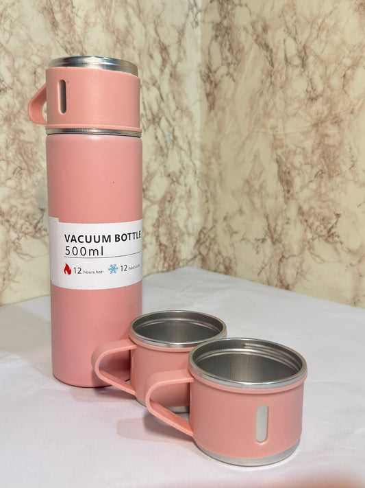 Premium 500ml Vacuum Insulated Flask Set with 3 Serving Cups