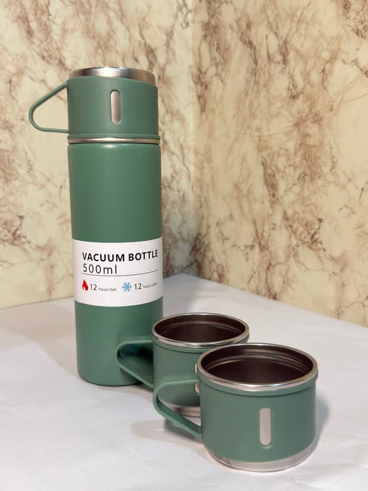Premium 500ml Vacuum Insulated Flask Set with 3 Serving Cups
